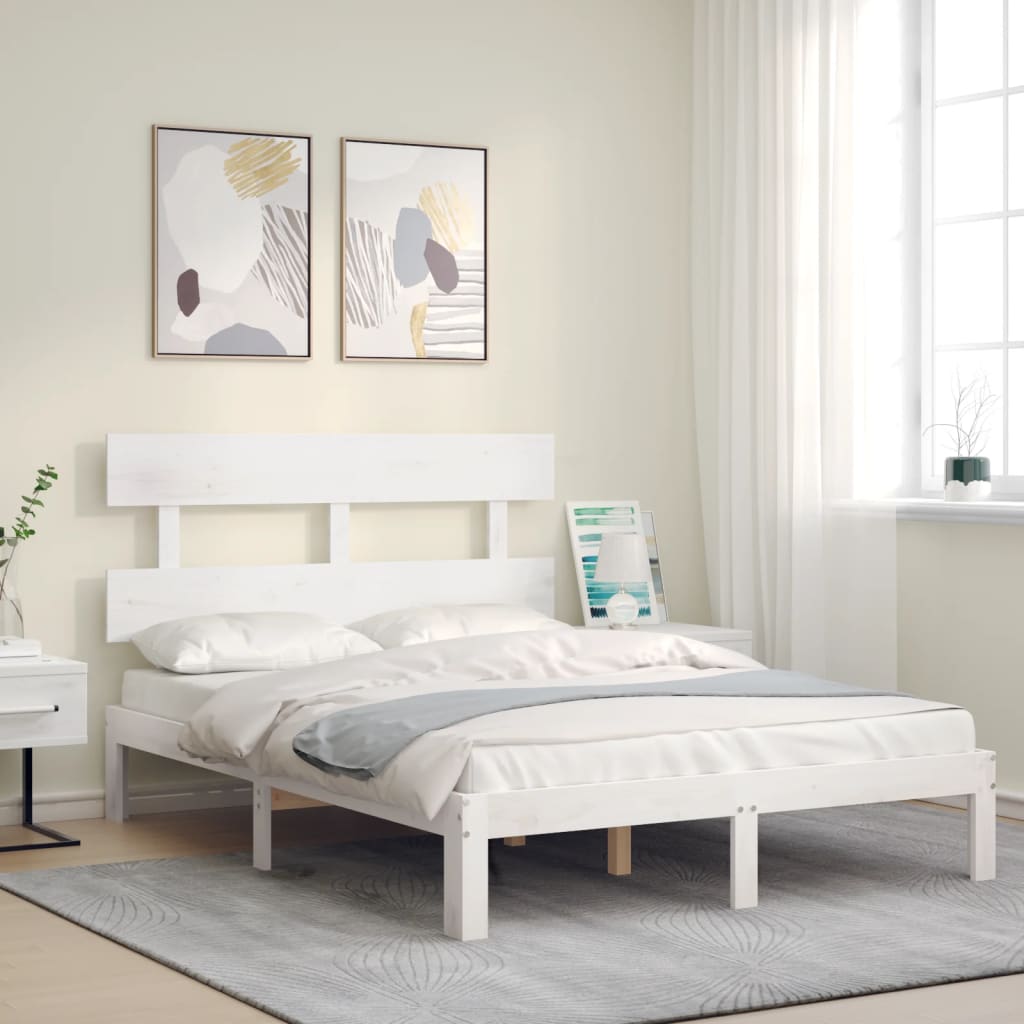 Cama sem colchão 120x200 cm madeira de pinho maciça branco