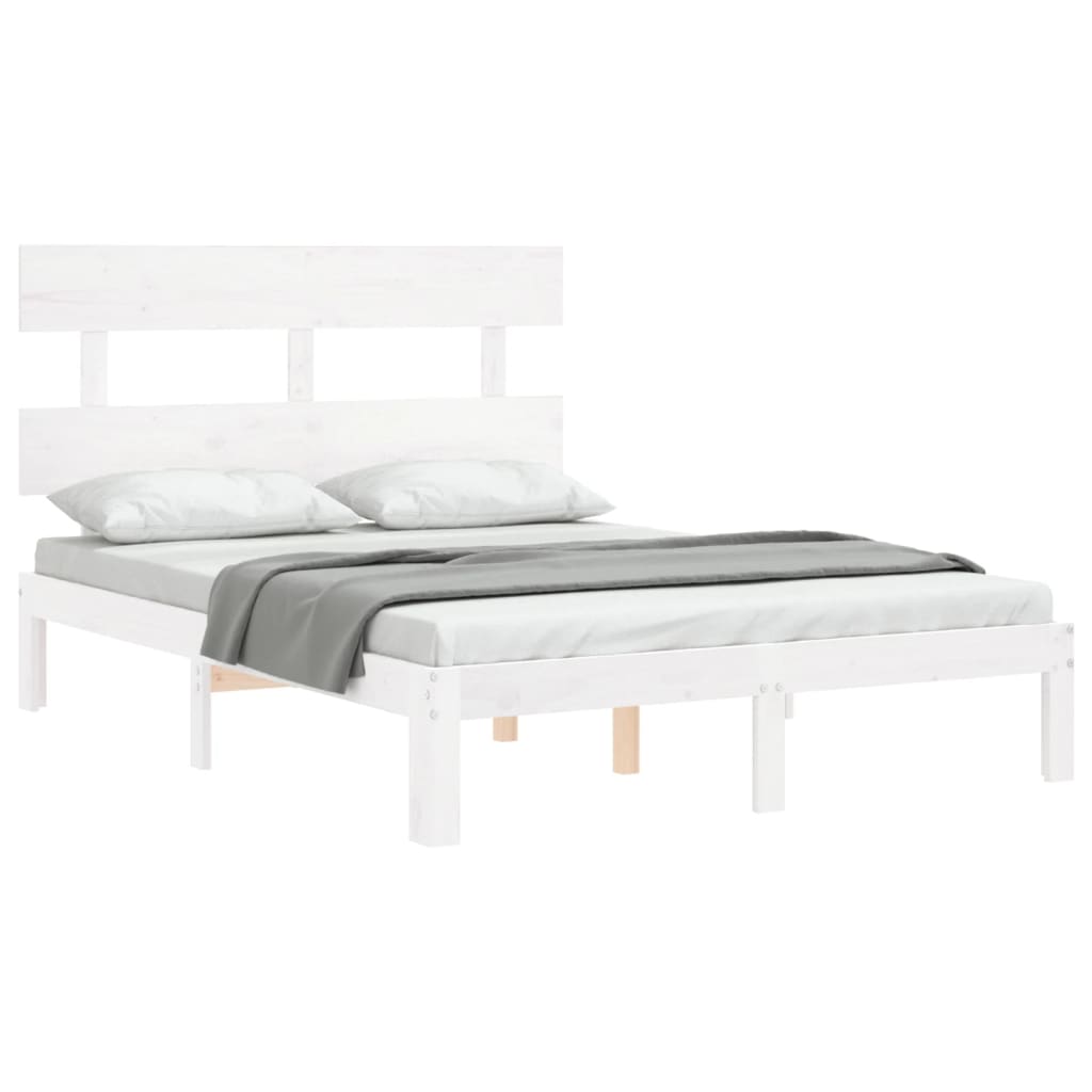 Cama sem colchão 120x200 cm madeira de pinho maciça branco