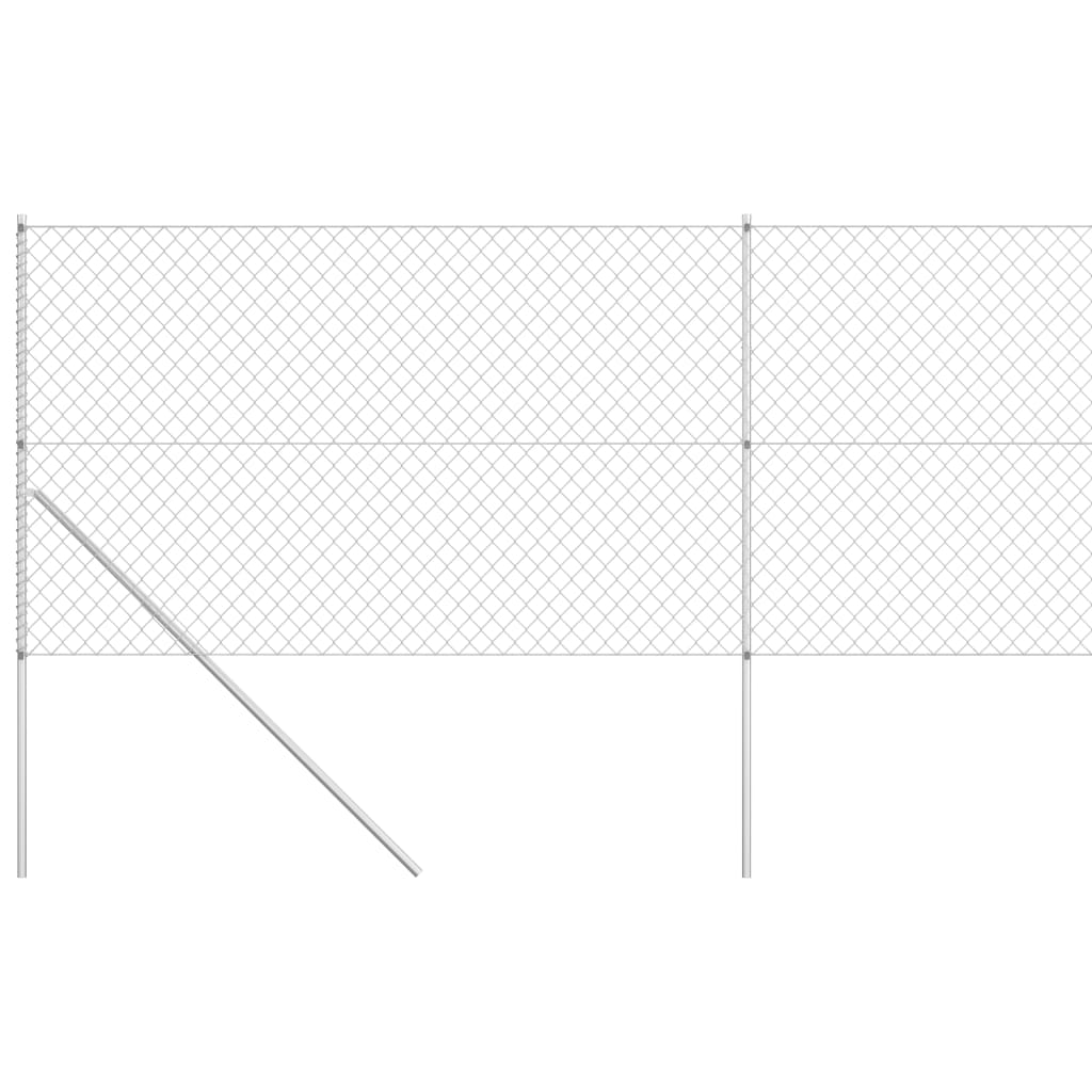 Cerca de arame com postes 15x1,5 m aço galvanizado prateado