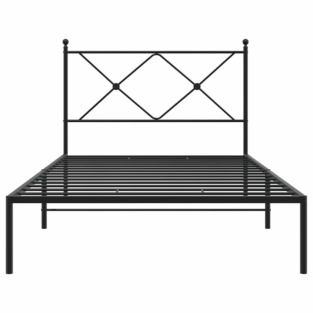 Estrutura de cama com cabeceira 100x190 cm metal preto