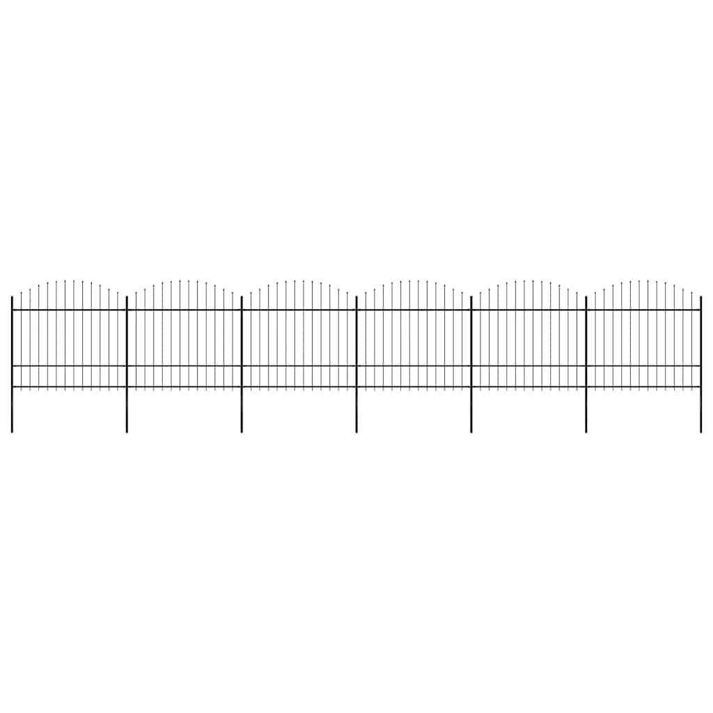 Cerca de jardim com topo em forma de lança em aço 1005x175 cm, preta