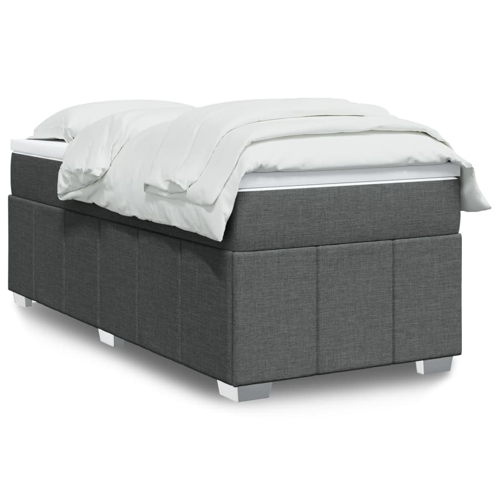 Cama com molas/colchão 90x190 cm tecido cinza-escuro