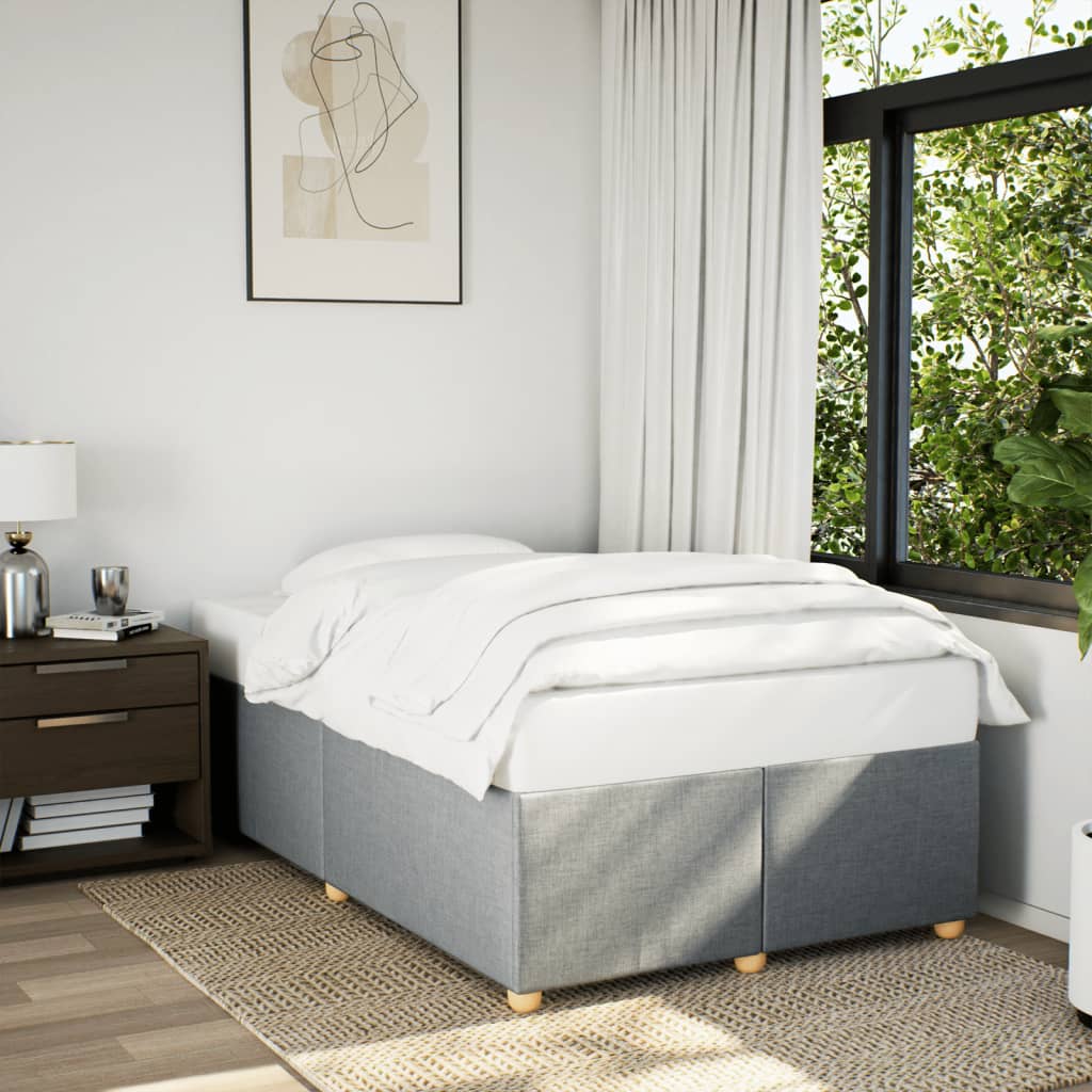 Estrutura de cama sem colchão cinza claro tecido