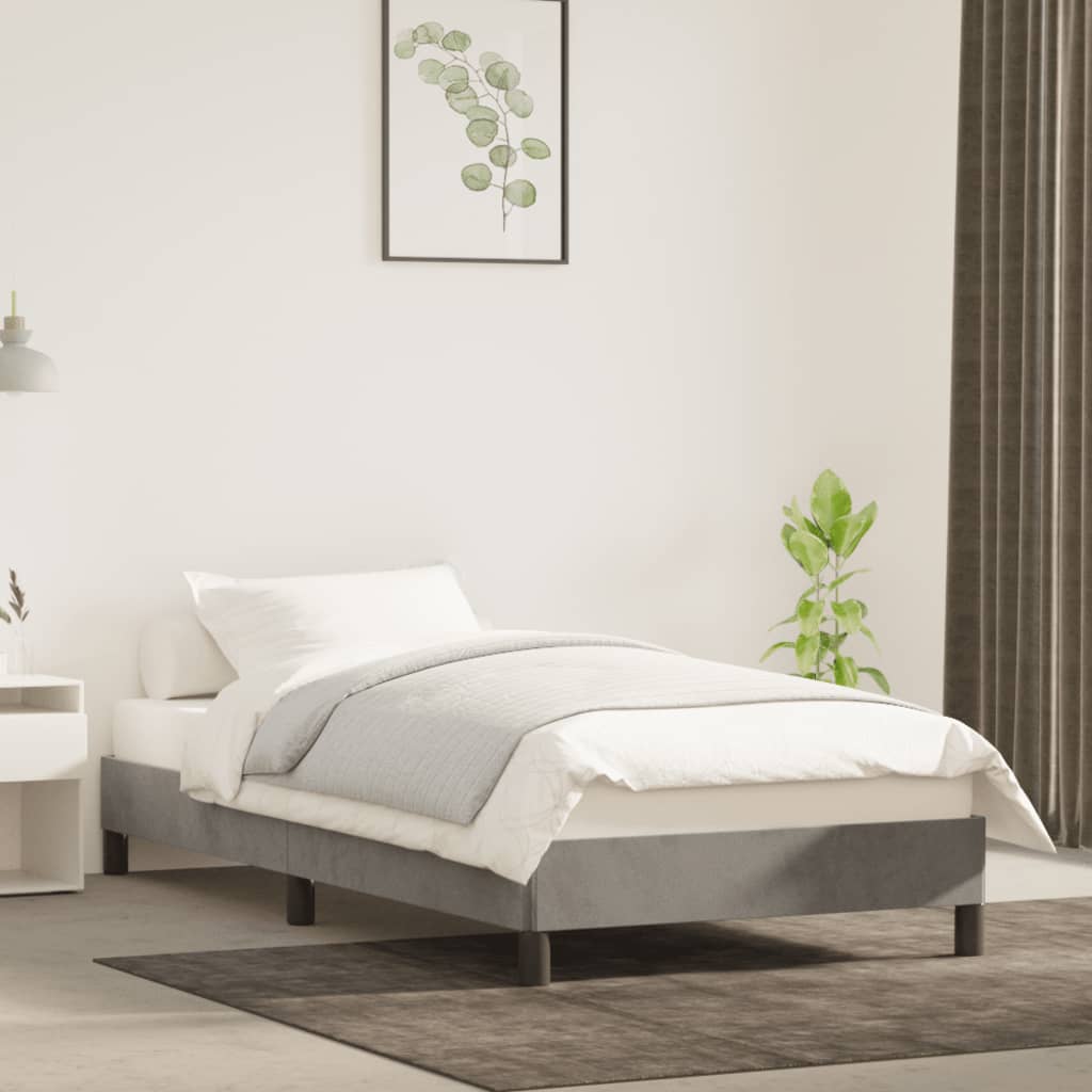 Estrutura de cama sem colchão 80x200 cm veludo cinzento-claro