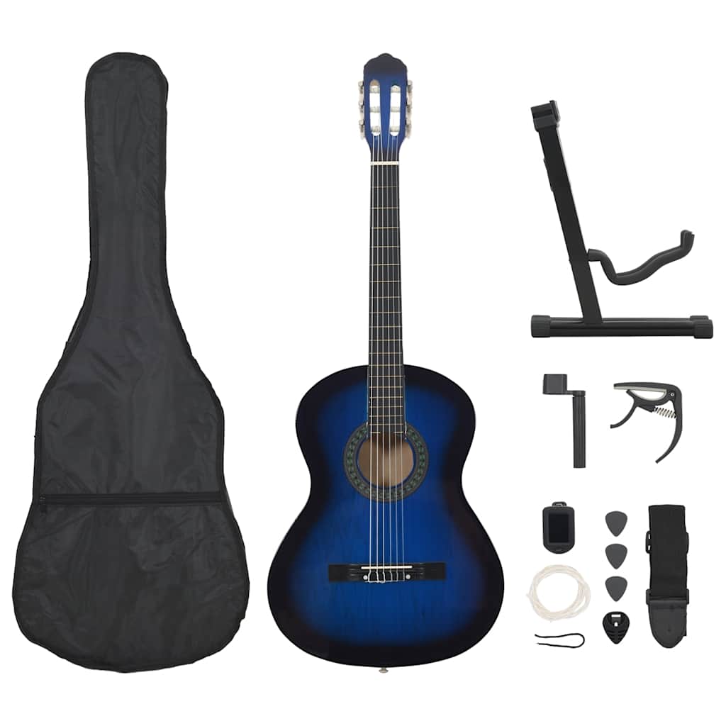 12 Peças conjunto guitarra clássica iniciantes 4/4 39" azul