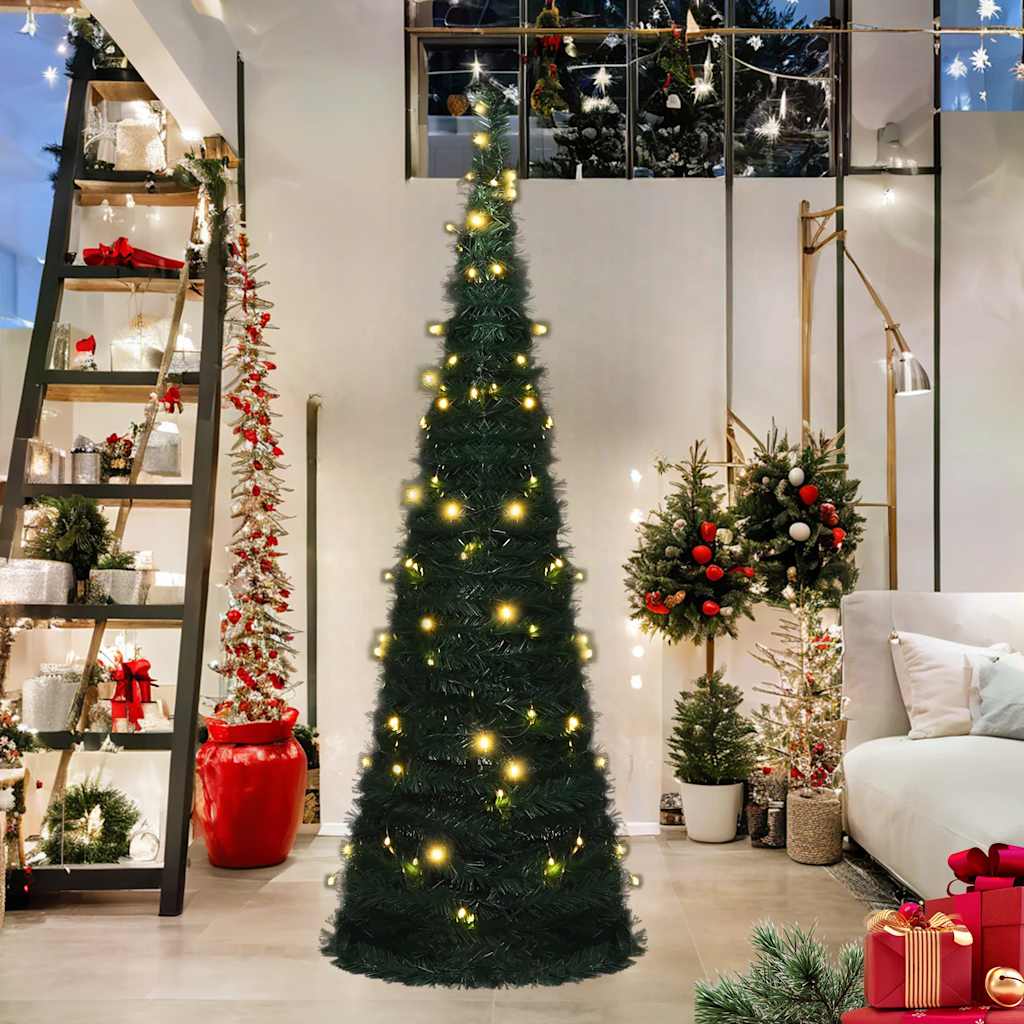 Árvore natal pop-up artificial pré-iluminada 180 cm verde