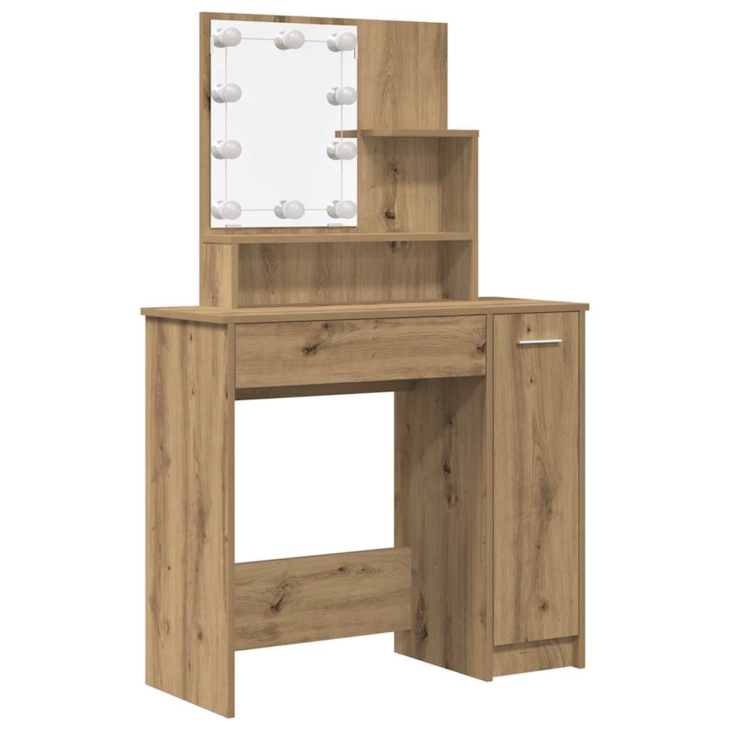 Conjunto penteadeiracom LED deriv. madeira carvalho artisiano