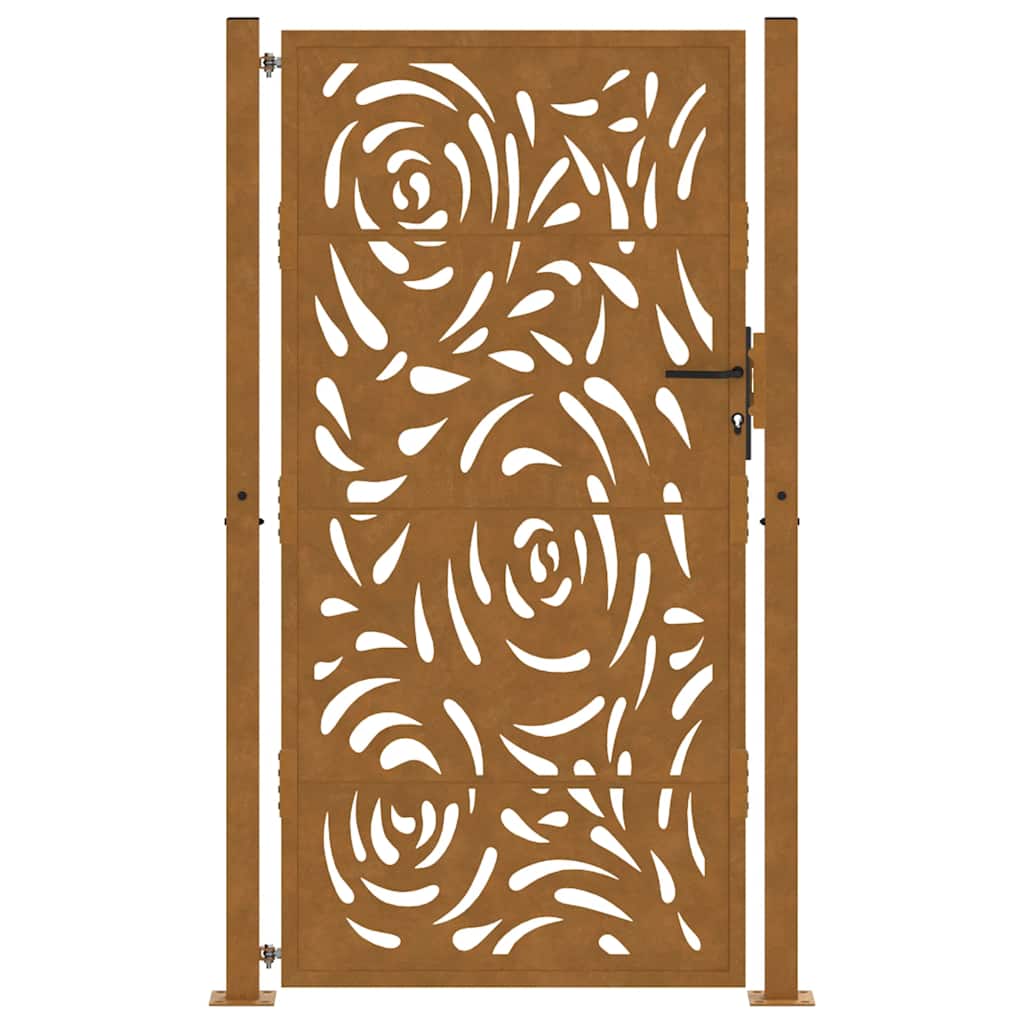 Portão de jardim 100x200 cm em aço resistente às intempéries com design de chama
