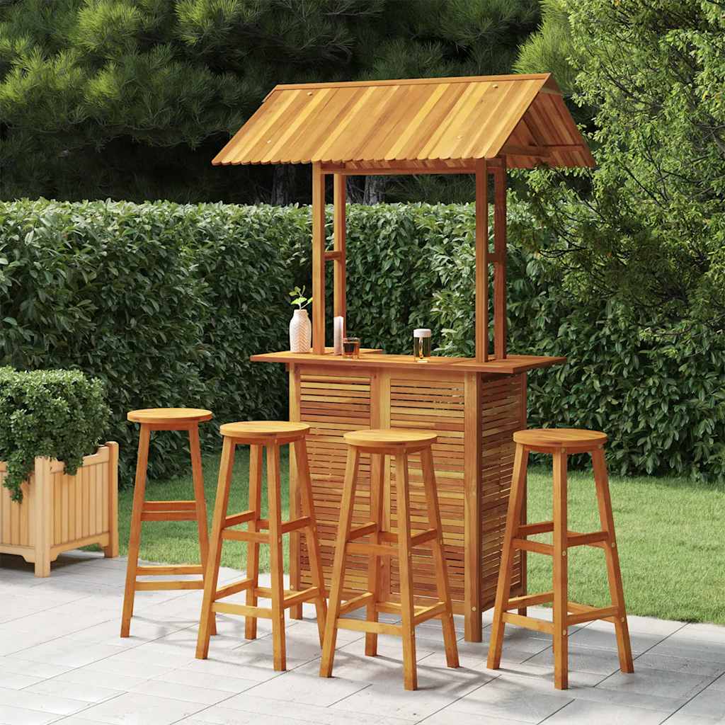 5 Pcs conjunto de bar para jardim madeira de acácia maciça