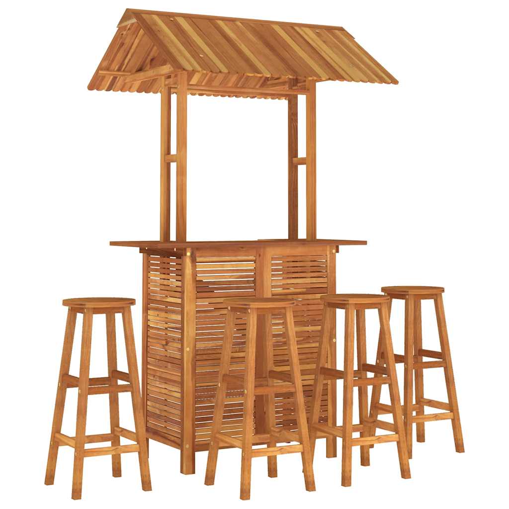 5 Pcs conjunto de bar para jardim madeira de acácia maciça