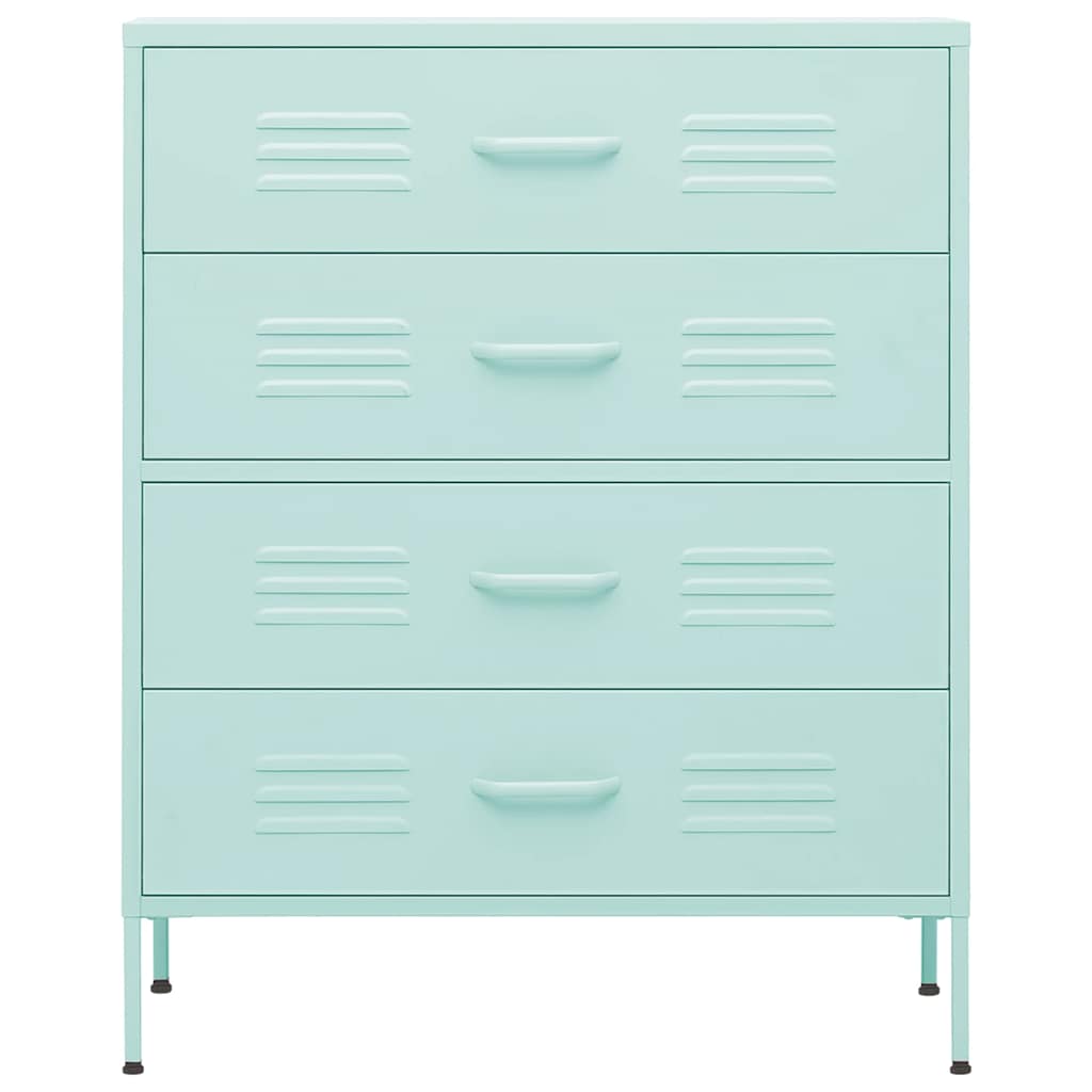Cómoda/aparador com gavetas aço 80x35x101,5 cm verde-hortelã