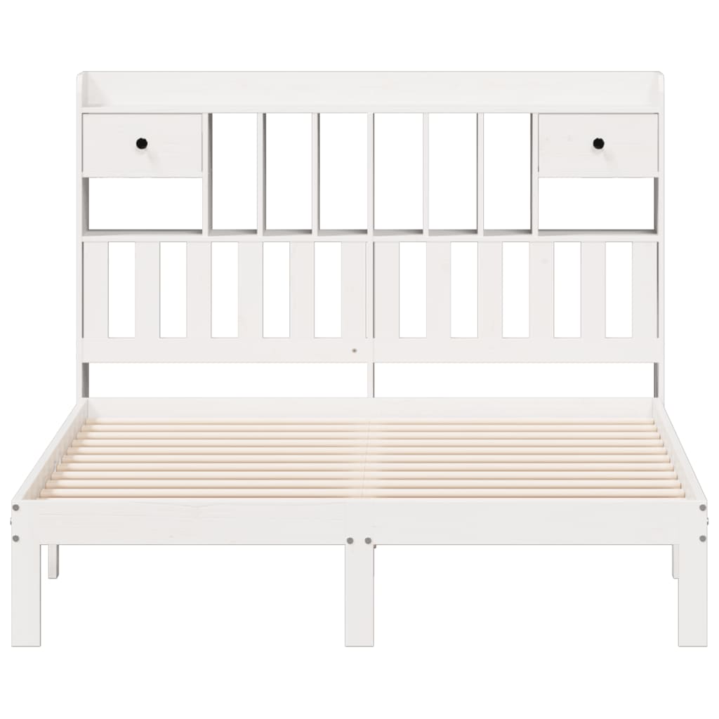 Cama com estante sem colchão 150x200 cm pinho maciço branco