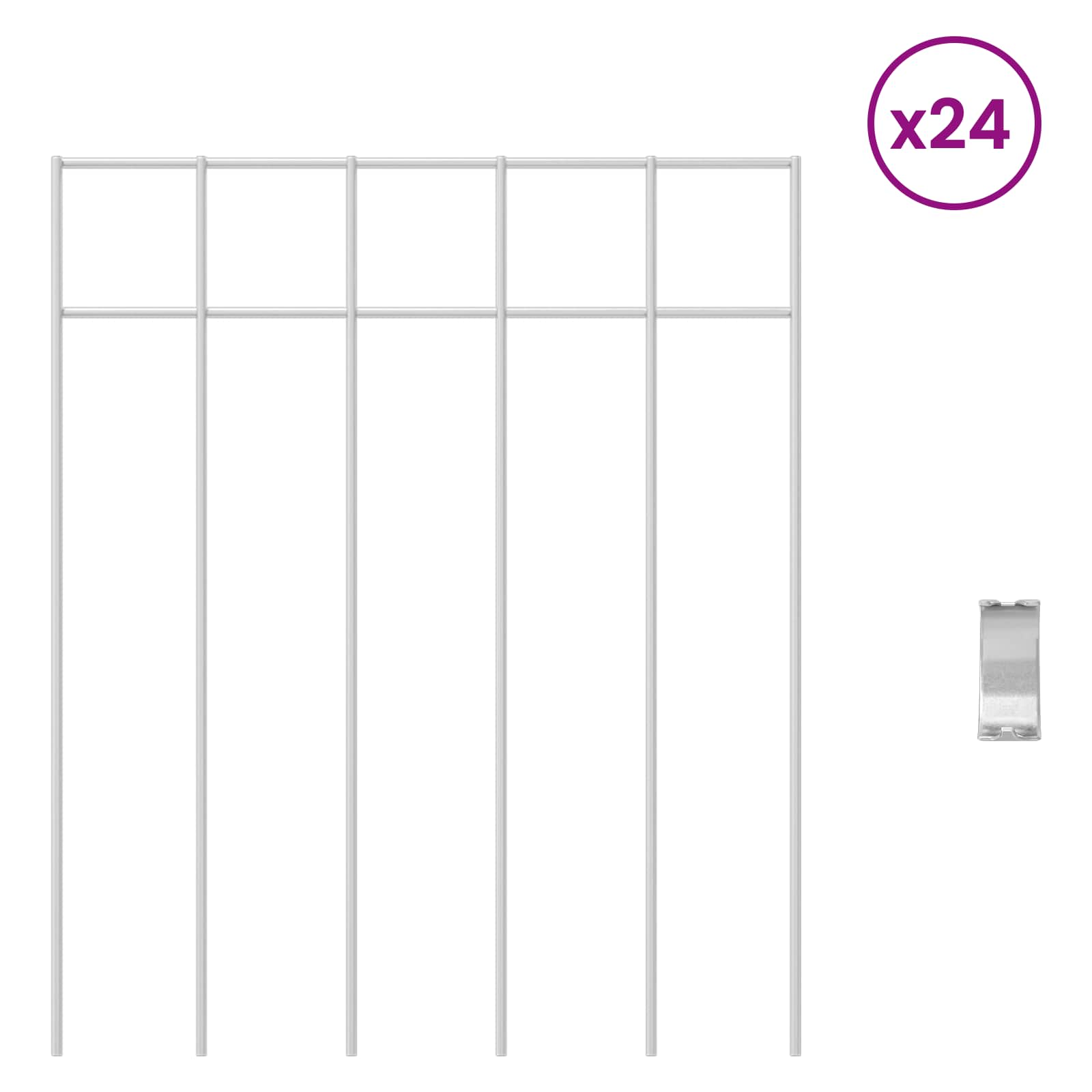 Painel de cerca para jardim 24 unid. 25 x 30 cm aço galvanizado