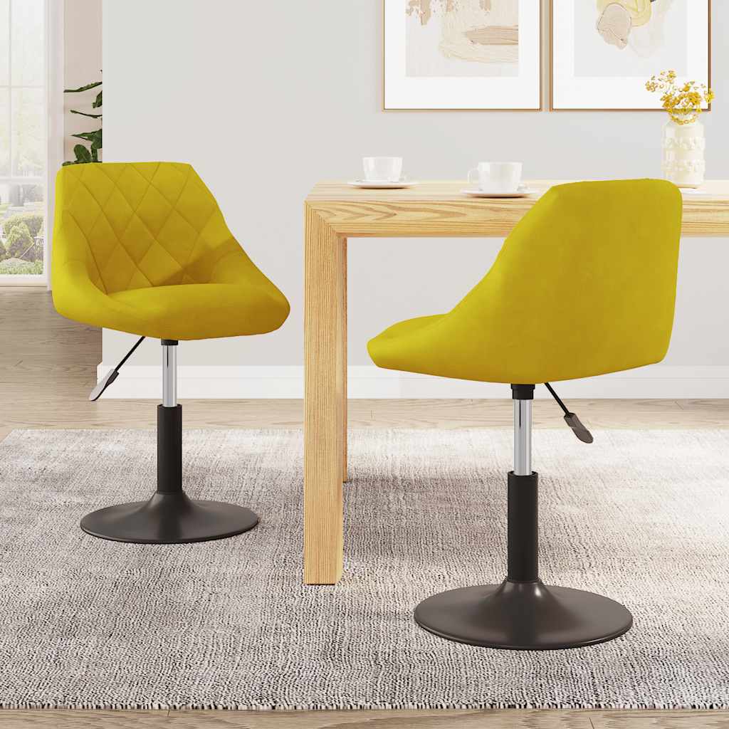 Cadeiras de jantar giratórias 2 pcs veludo amarelo mostarda