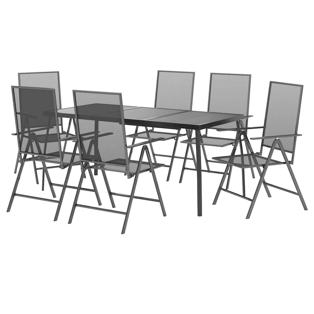 7 Pcs conjunto de jantar para jardim aço antracite