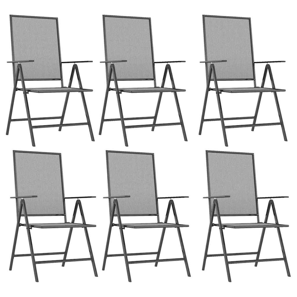 7 Pcs conjunto de jantar para jardim aço antracite