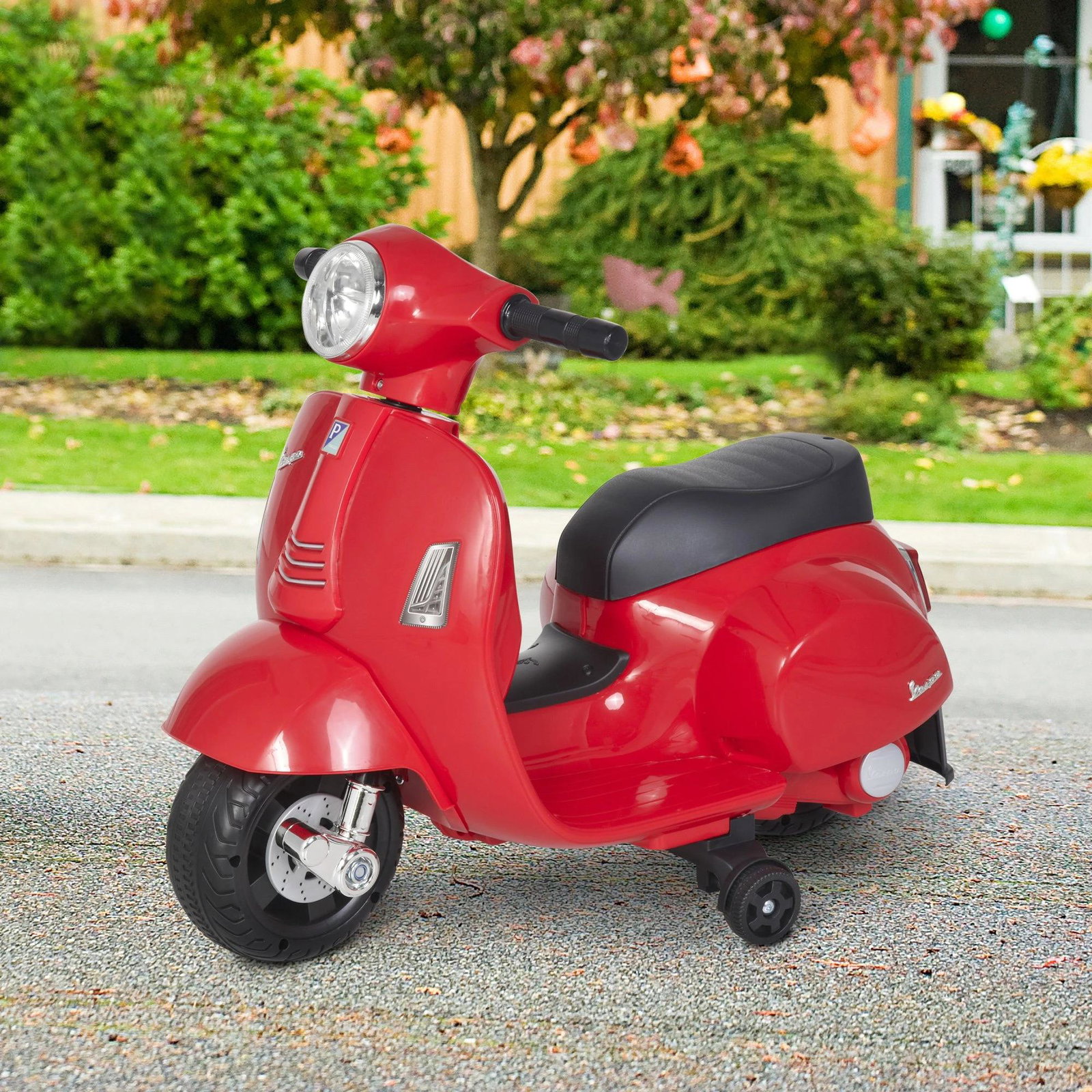Mota elétrica para crianças com licença acima de 18 meses com faróis buzina e 4 rodas licenciadas 66,5x38x52 cm vermelho