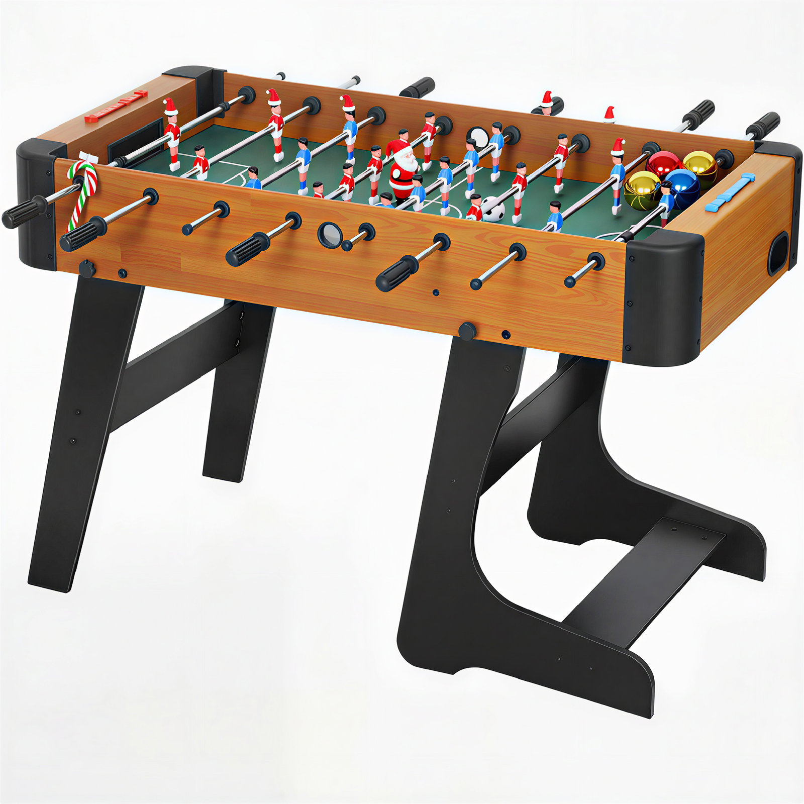 Mesa de matraquilhos dobrável em madeira com 2 bolas 22 jogadores, 118 x 107,5 x 78 cm, castanho