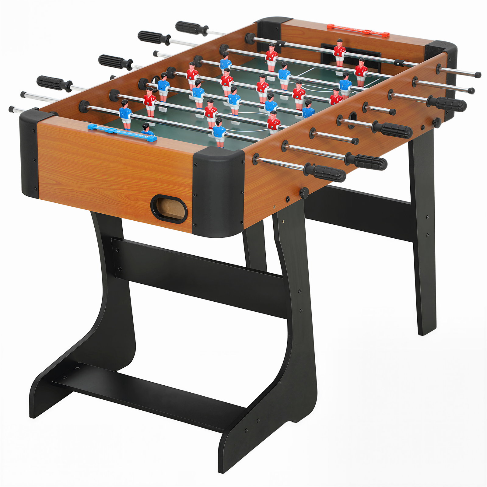 Mesa de matraquilhos dobrável em madeira com 2 bolas 22 jogadores, 118 x 107,5 x 78 cm, castanho