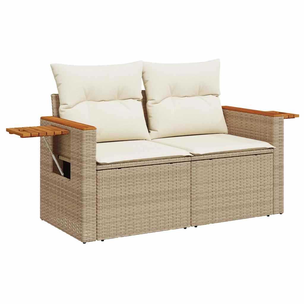 5 Pcs conjunto de sofás p/ jardim com almofadões vime PE bege