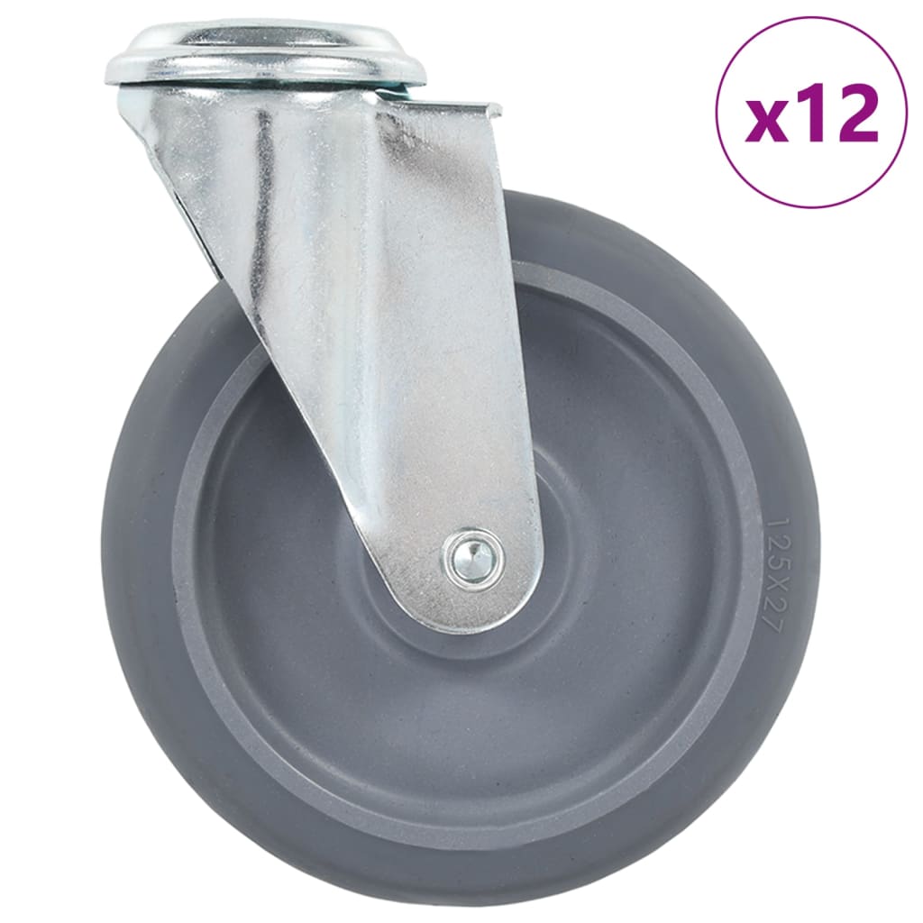 12 Pcs rodas giratórias com orifício para parafuso 125 mm