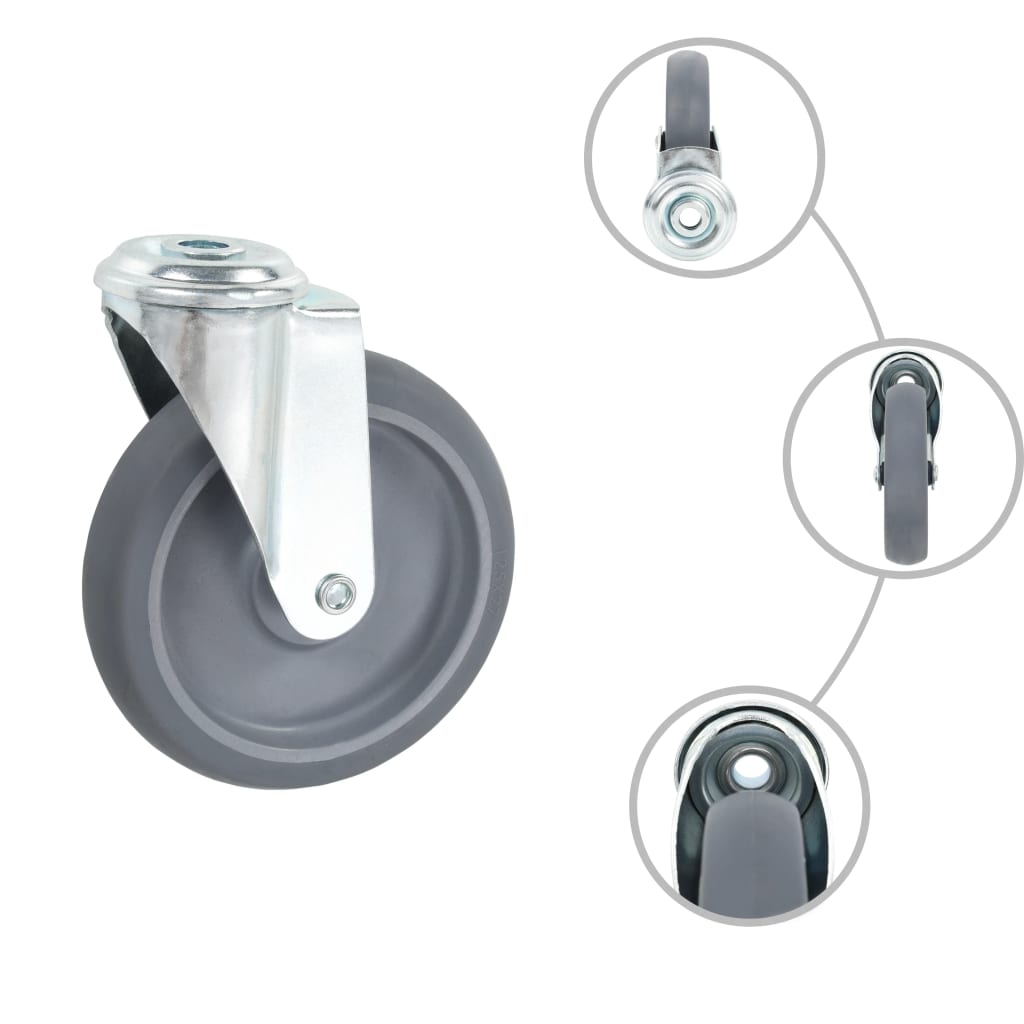 12 Pcs rodas giratórias com orifício para parafuso 125 mm