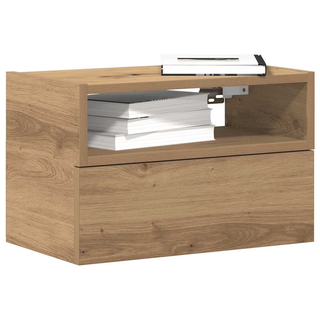Mesas de cabeceira parede 2pcs 45x26x28,5 cm carvalho artisiano