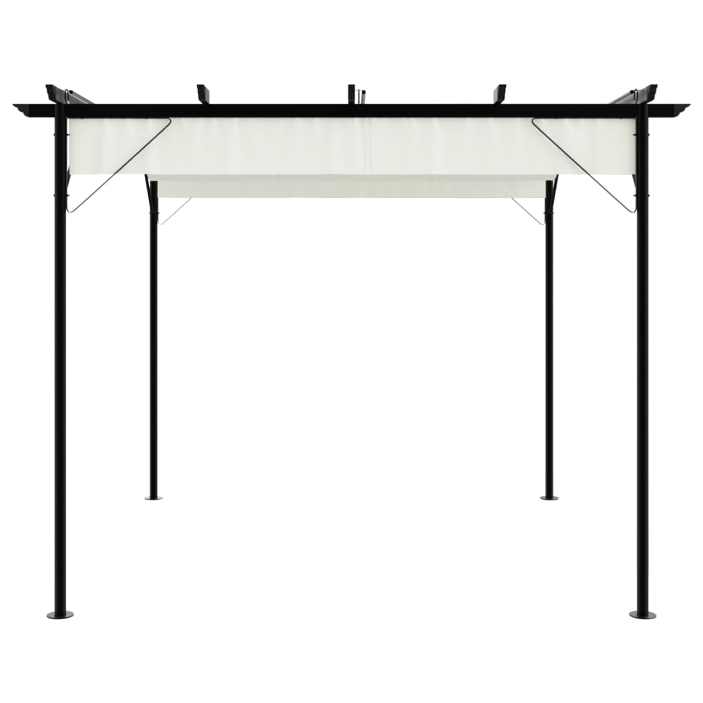 Pérgola com toldo retrátil 3x3 m aço branco nata