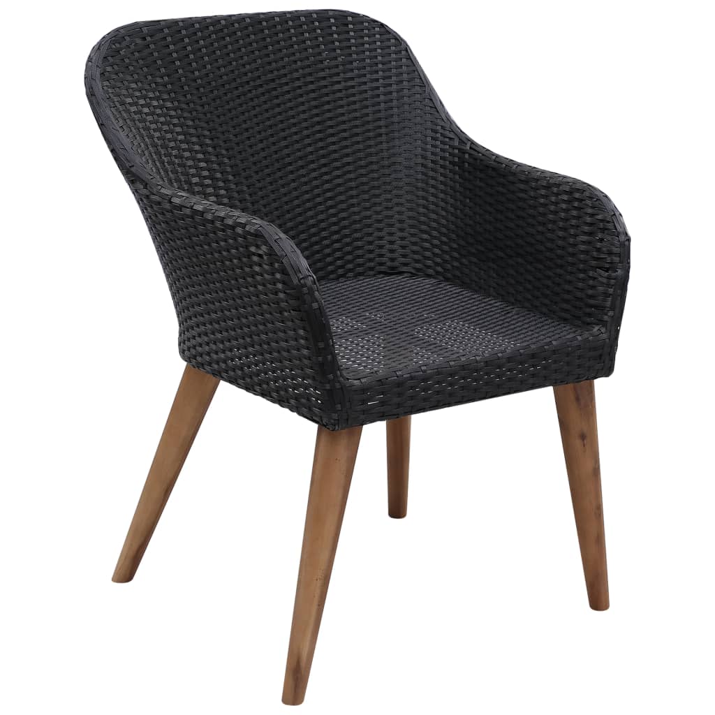 9 Pcs conjunto jantar exterior com almofadões vime PE preto
