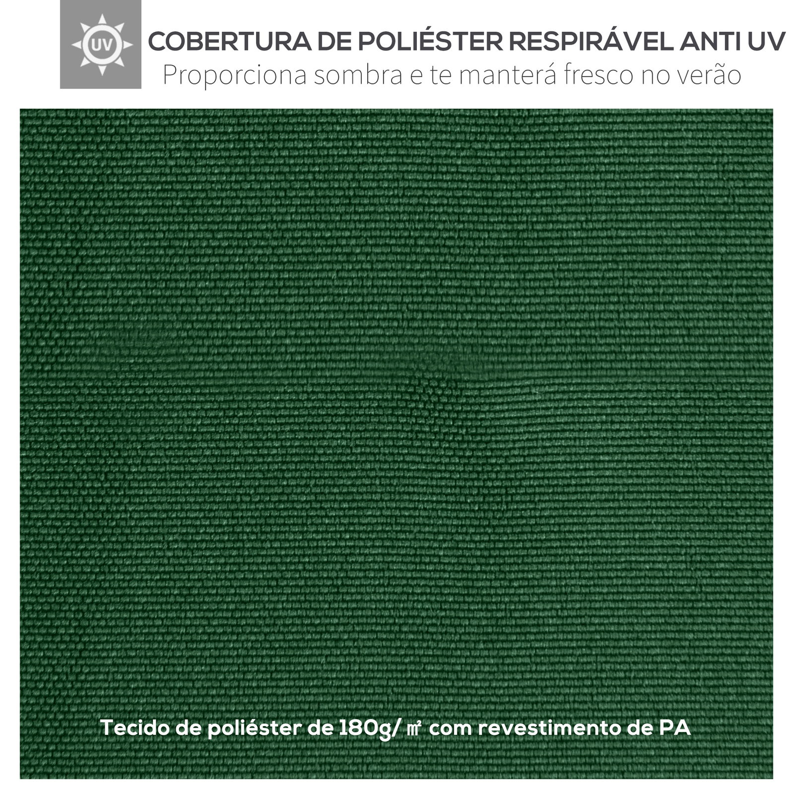 Toldo de Substituição de 3x3m para Pérgola de Jardim com 8 Orifícios de Drenagem e Ventilação Verde