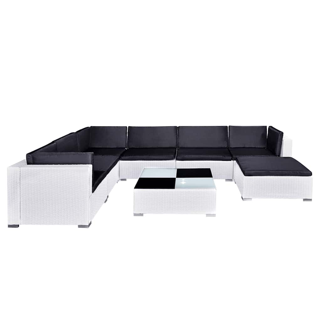 8 Pcs conjunto lounge de jardim c/ almofadões vime PE branco