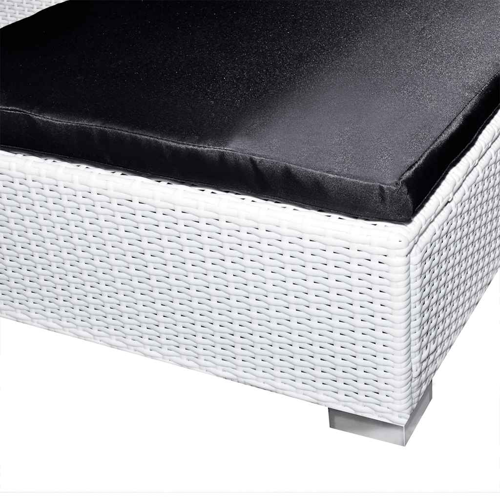 8 Pcs conjunto lounge de jardim c/ almofadões vime PE branco