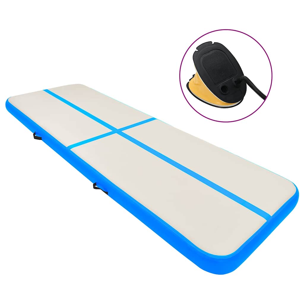 Colchão de ginástica insuflável c/ bomba 500x100x20 cm PVC azul