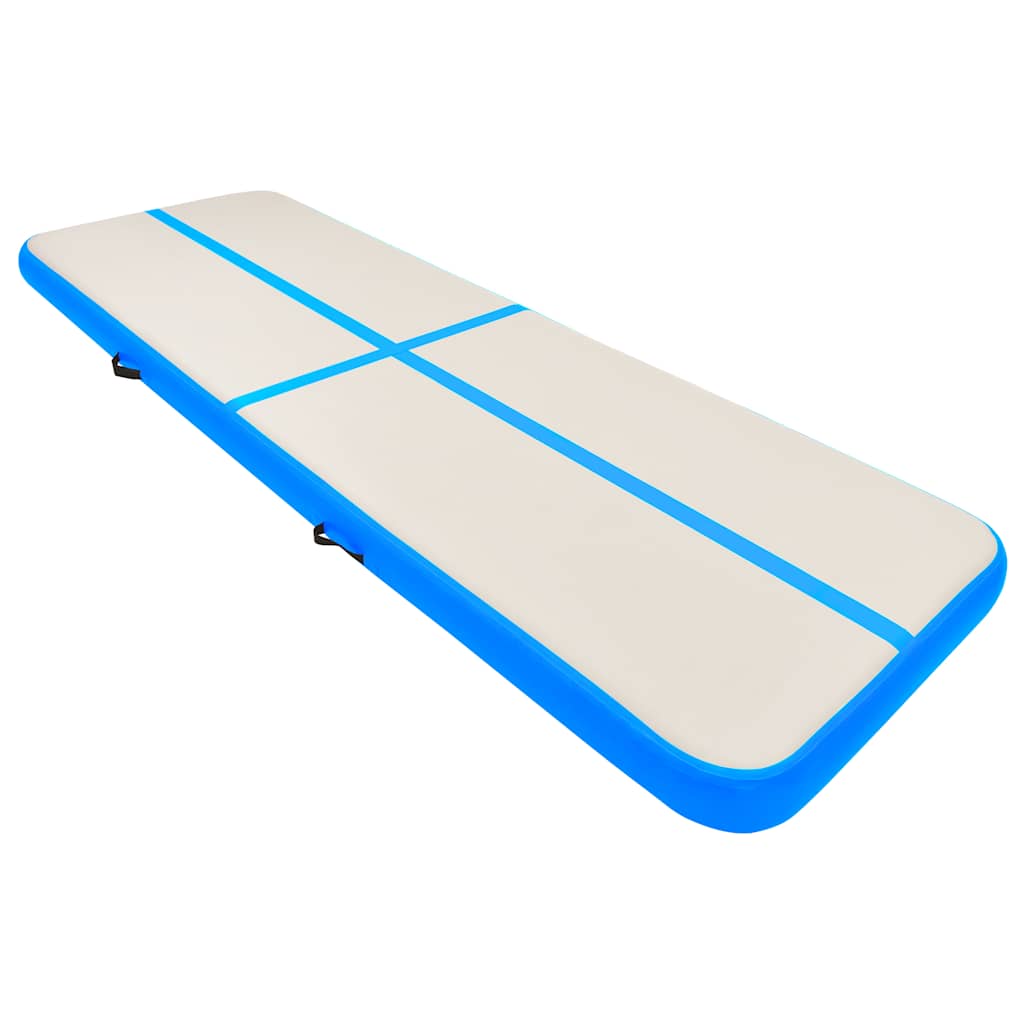 Colchão de ginástica insuflável c/ bomba 500x100x20 cm PVC azul