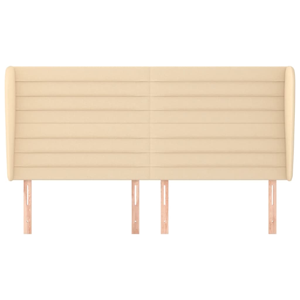Cabeceira de cama c/ abas tecido 163x23x118/128 cm creme