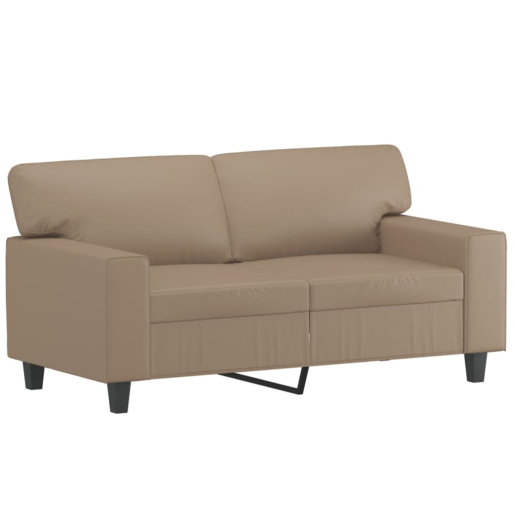 3 Pcs conjunto sofás c/ almofadas couro artificial cappuccino