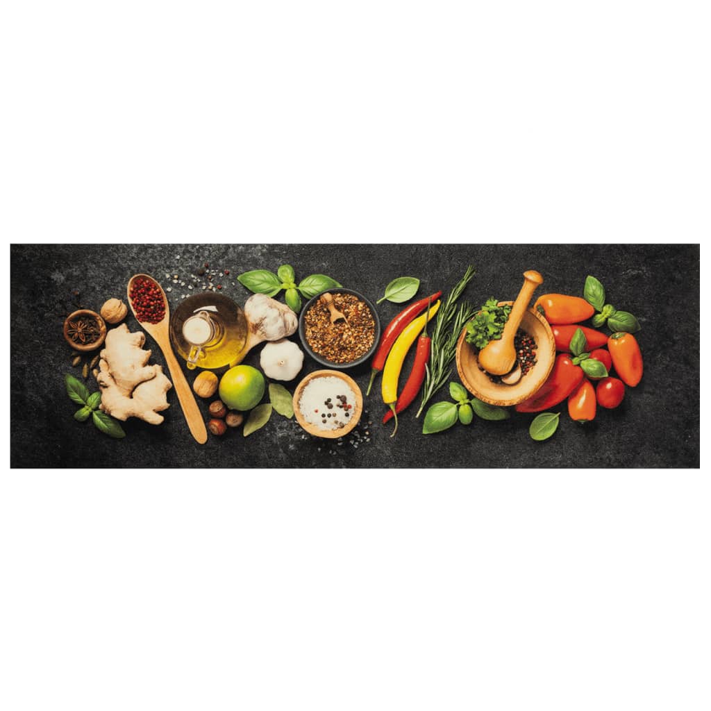 Tapete de cozinha lavável 60x180 cm veludo padrão especiarias