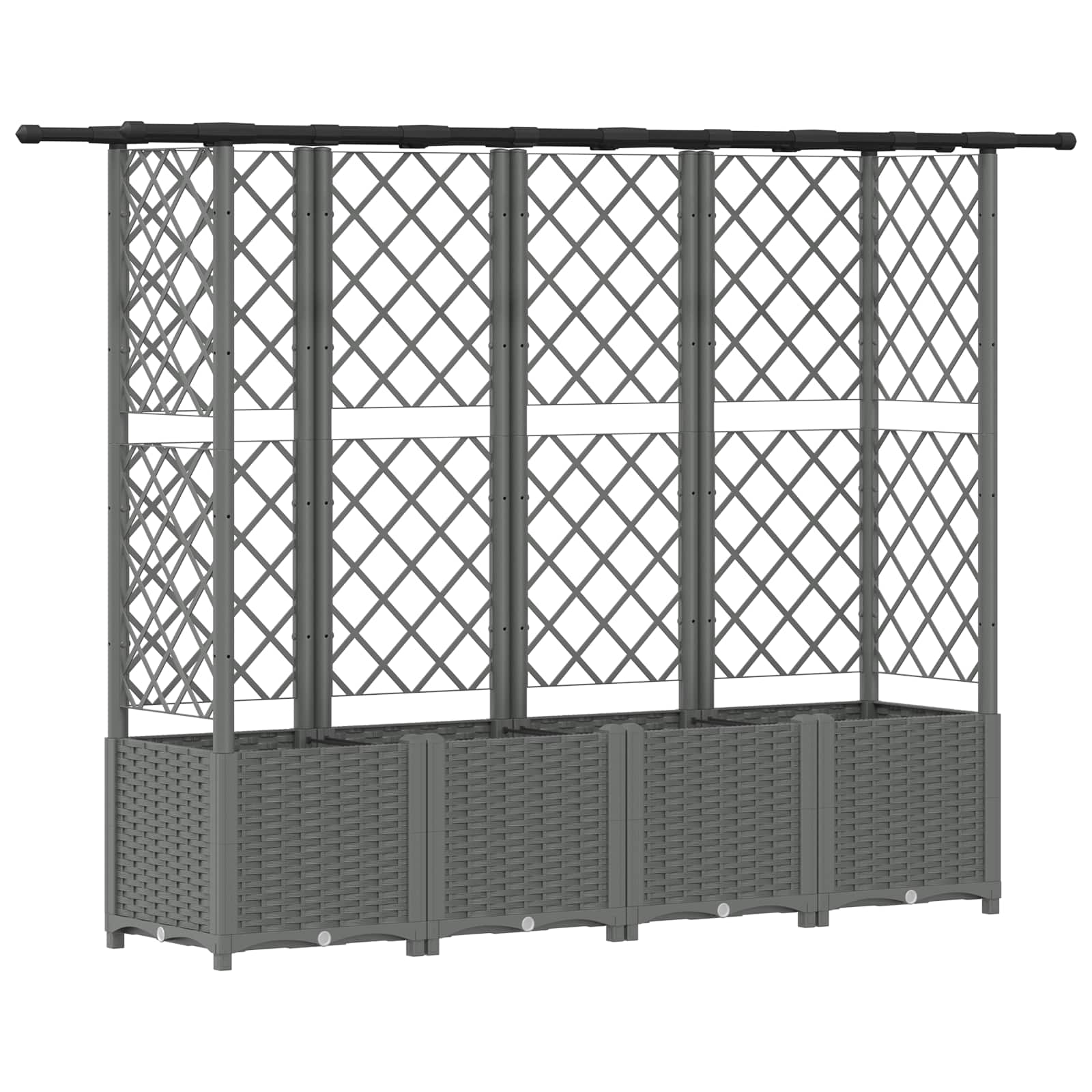 Cama elevada com treliça e telhado cinzento-claro PP