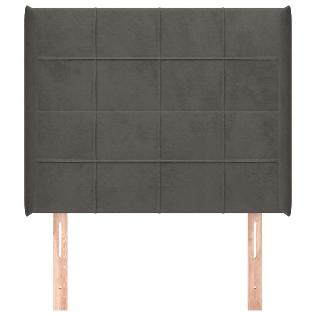 Cabeceira cama c/ abas veludo 93x16x118/128 cm cinzento-escuro