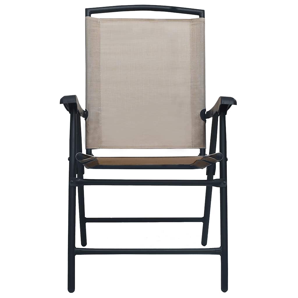 Cadeiras de jardim dobráveis 2 pcs textilene cinza-acastanhado