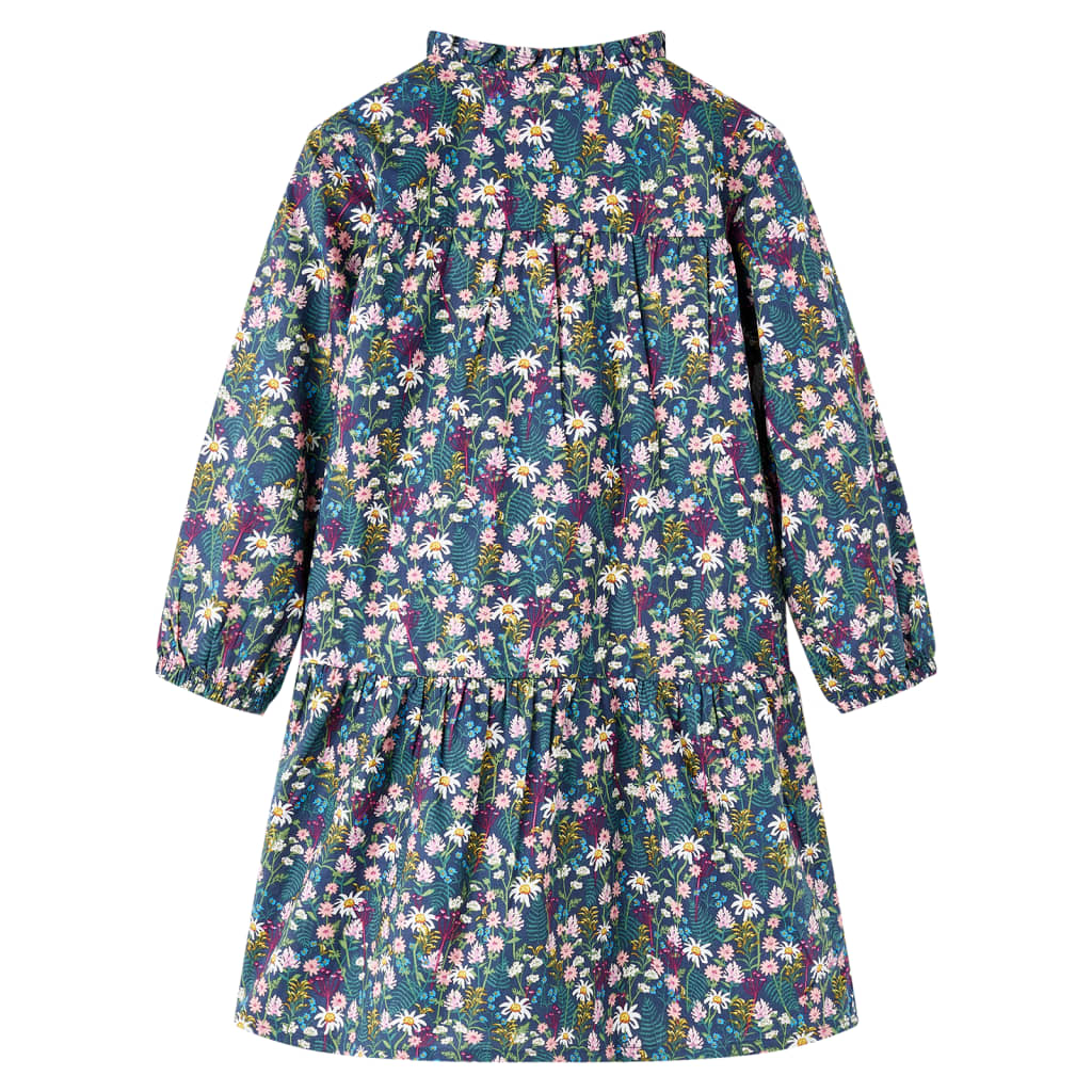 Vestido de manga comprida para criança azul-escuro 92