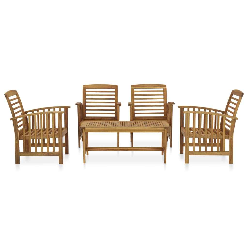 2 Pcs conjunto lounge de jardim madeira de acácia maciça