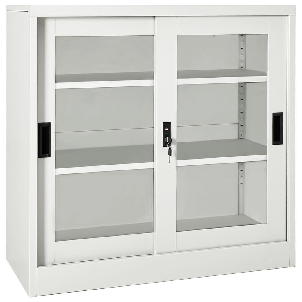 Armário com porta deslizante aço 90x40x90 cm cinzento-claro