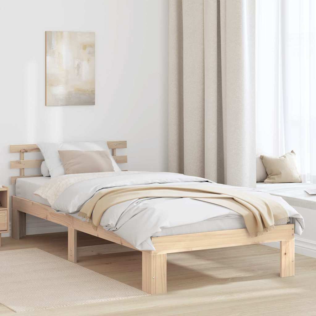 Estrutura da cama com cabeceira natural 90 x 200 cm