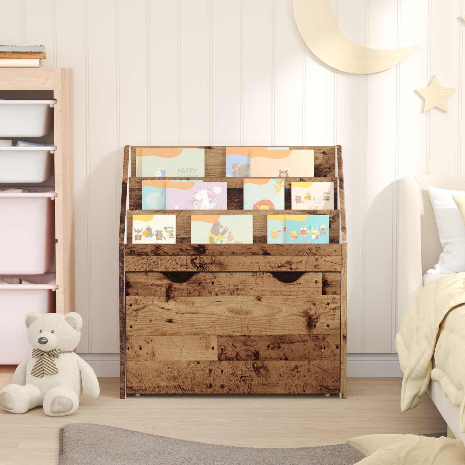 Estante infantil com gaveta madeira antiga 60 x 29,5 x 69 cm