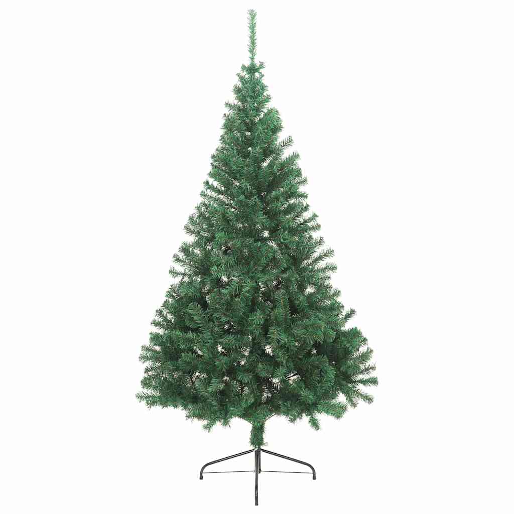 Meia árvore de natal artificial com suporte 180 cm PVC verde