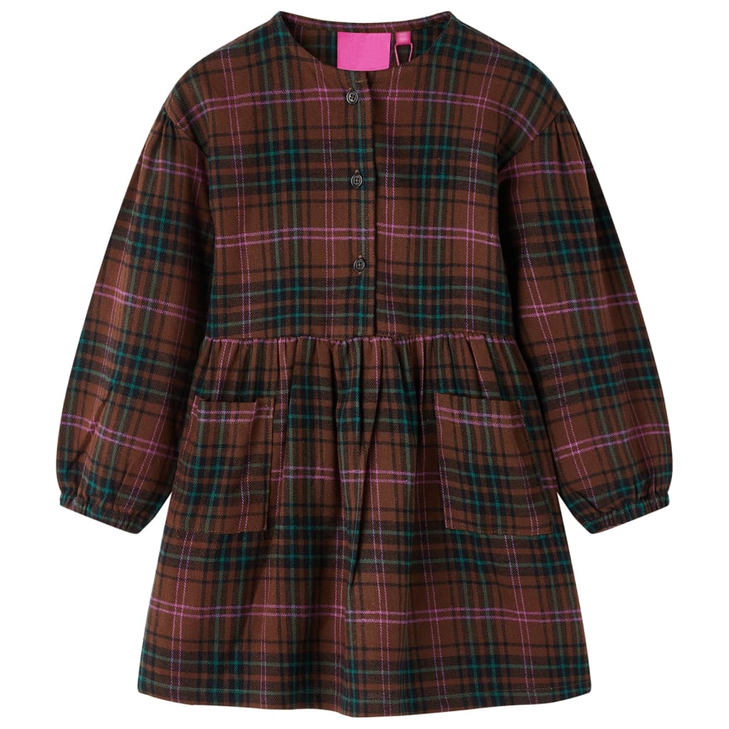 Vestido de criança com mangas compridas cor conhaque 104