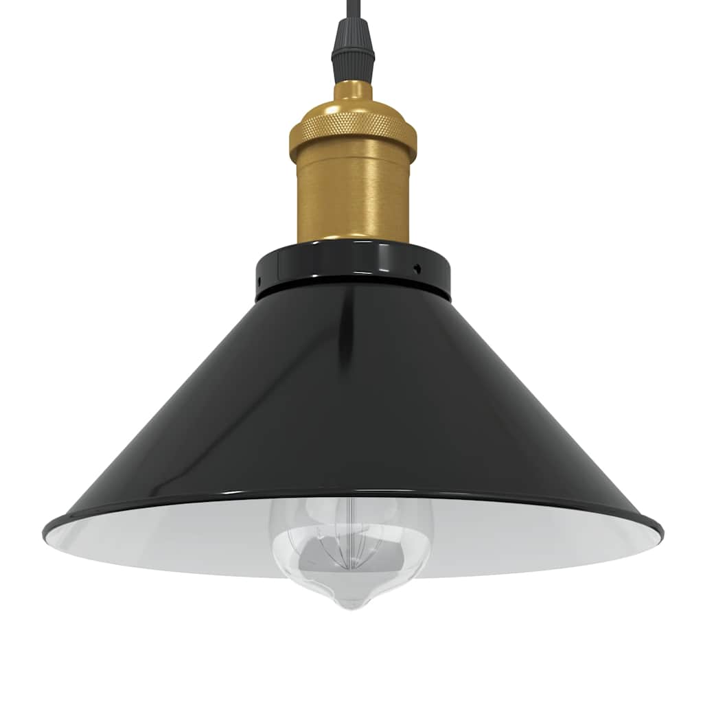 Candeeiro suspenso regulável altura e27 preto brilhante ø22cm