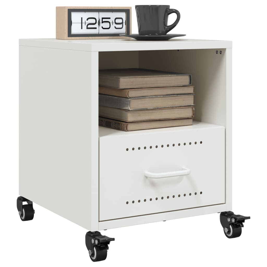 Mesas de cabeceira 2 pcs 36x39x43,5 cm aço branco