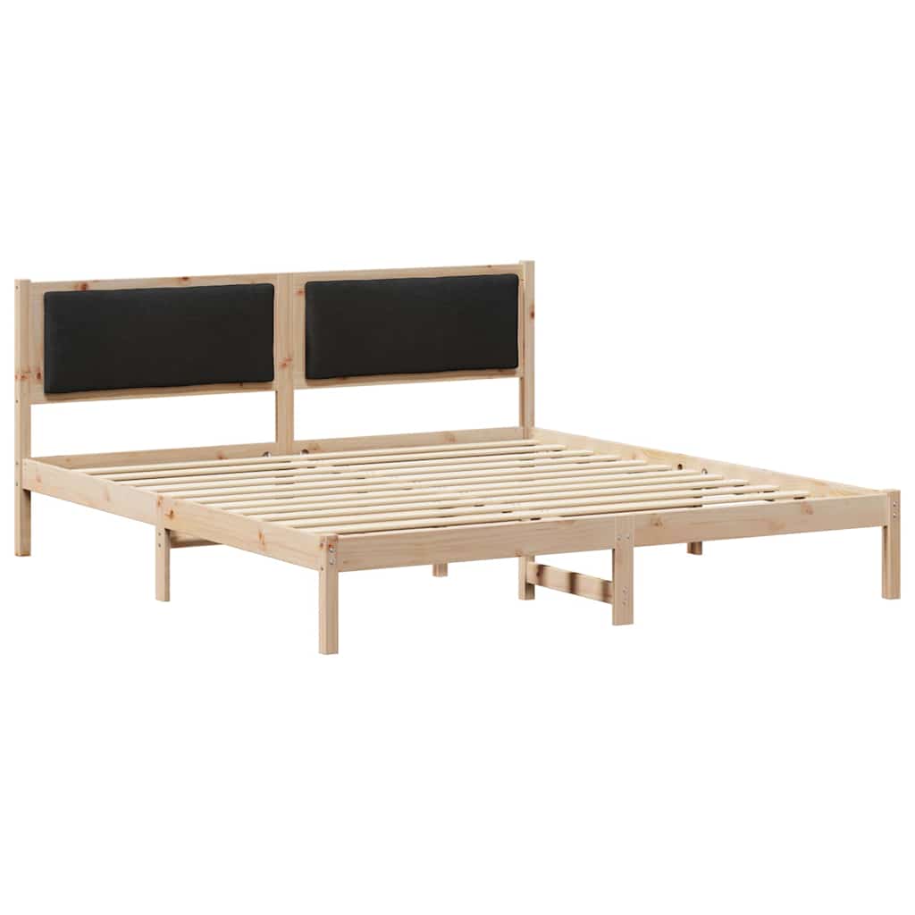 Estrutura da cama preto 180 x 200 cm madeira de pinheiro sólida
